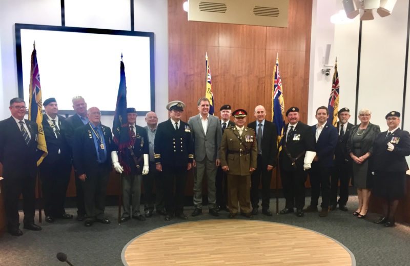 David Baines (4th right) with LCR Leaders and Mayors and representatives from our Armed Forces in Liverpool today