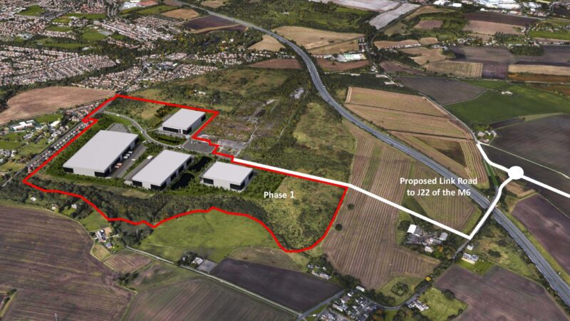 A map of the Phase One site and the link road