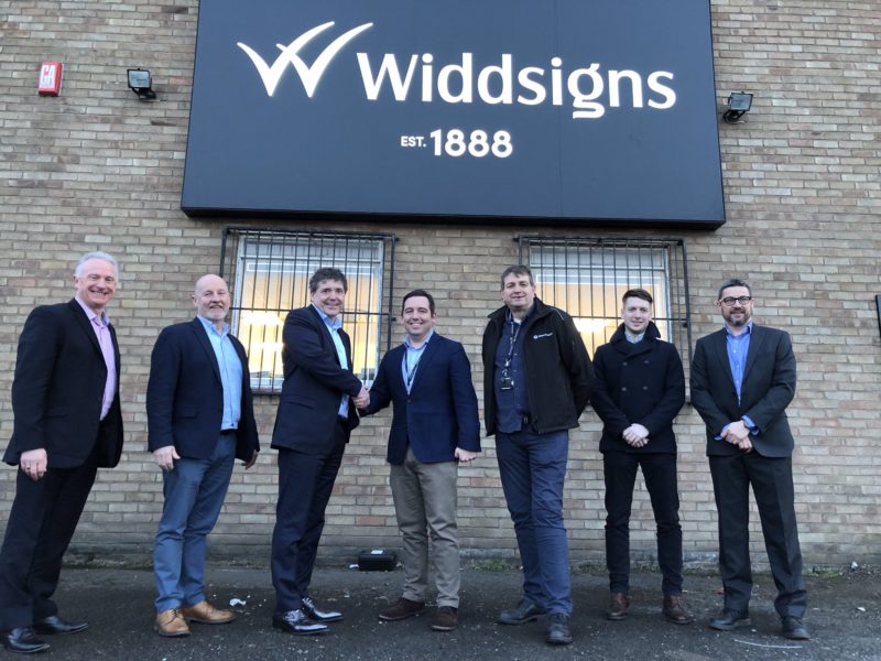Council Leader David Baines and Cabinet Member Richard McCauley welcome Widdsigns to St Helens