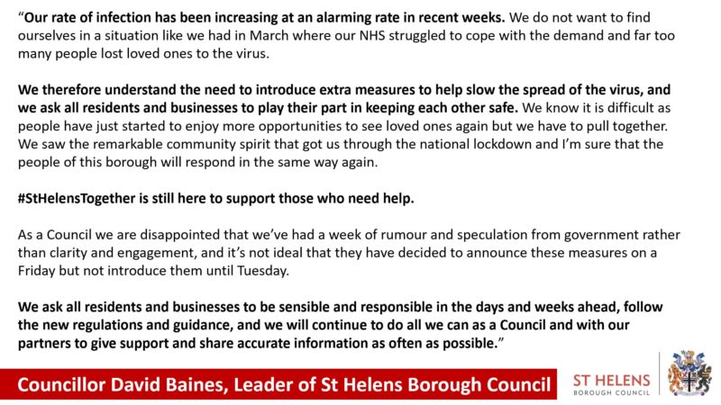 Statement from Council Leader David Baines
