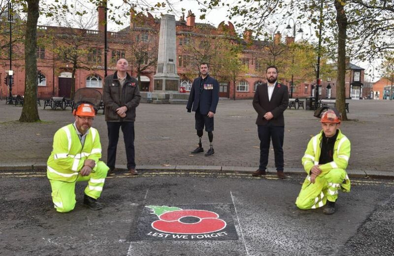 Council Leader David Baines among those at the unveiling in St Helens