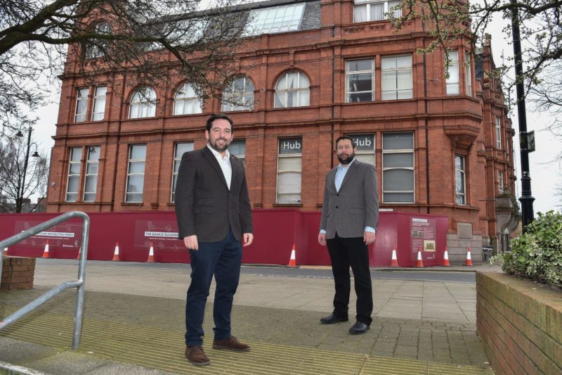 Council Leader David Baines (left) and Cllr Anthony Burns, Cabinet member for Wellbeing, Culture and Heritage, earlier this year when commitment was given to restoring the much-loved building