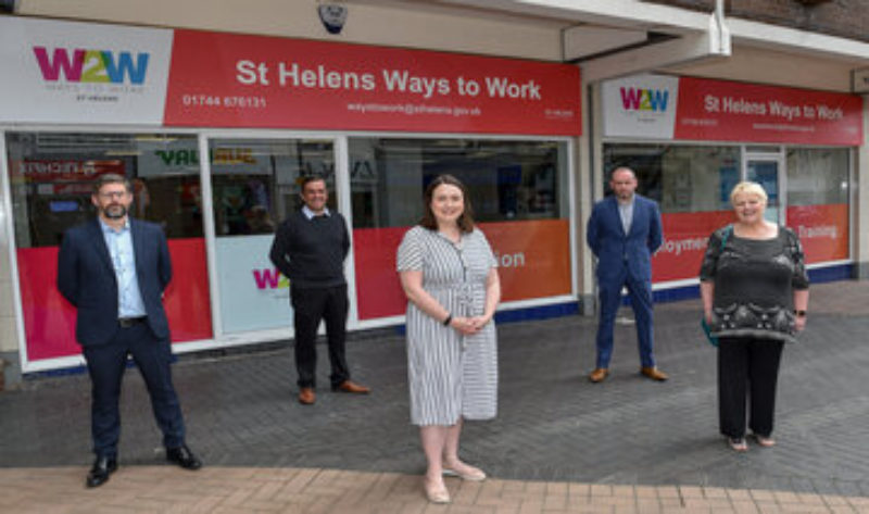 Cllr Kate Groucutt (centre) at the St Helens Ways to Work hub, which will be one project to benefit from this investment