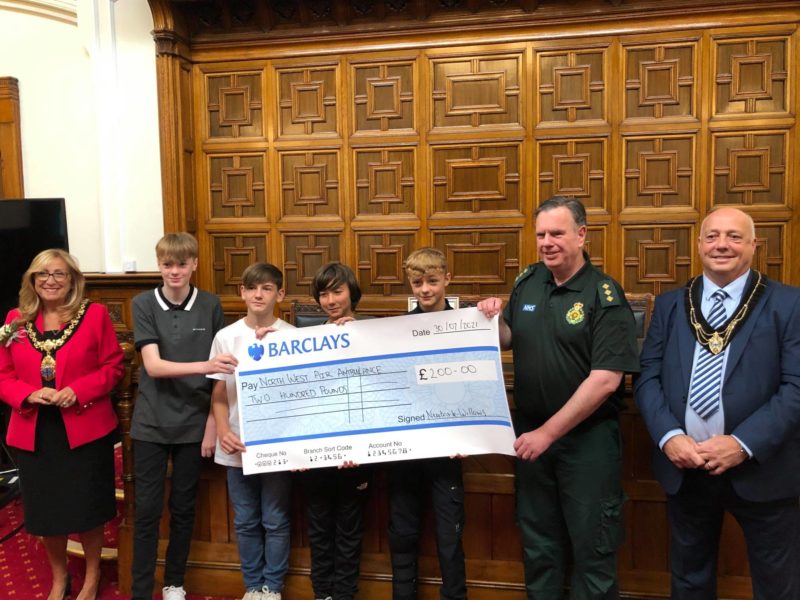 A cheque for £200 was presented to the North West Air Ambulance charity