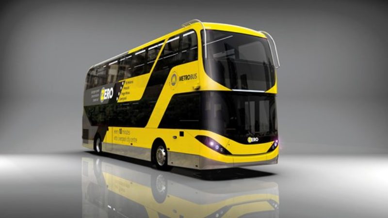 The new hydrogen-powered buses on their way to St Helens