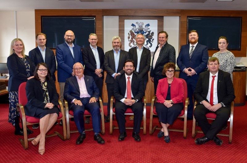 Senior councillors, council staff, and the ECF Board at the town hall yesterday