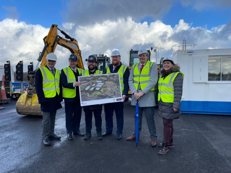 Cllr Andy Bowden, Conor McGinn MP, Cllr David Baines, Cllr Sev Gomez-Aspron, Cllr Richard McCauley and Cllr Kate Groucutt at the Parkside site where work is underway