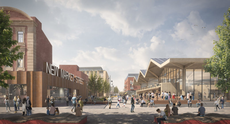 CGI image of New Market Street looking towards the new bus interchange