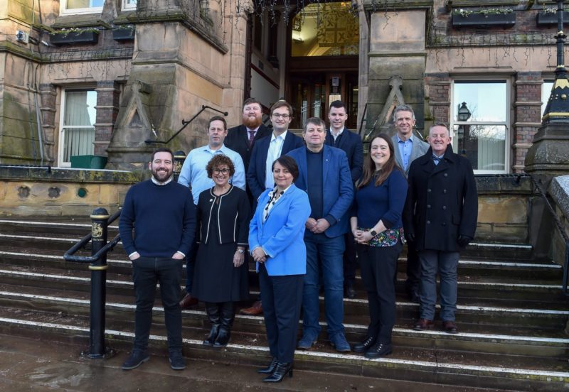 The delegation with councillors, council officers and partners at the town hall