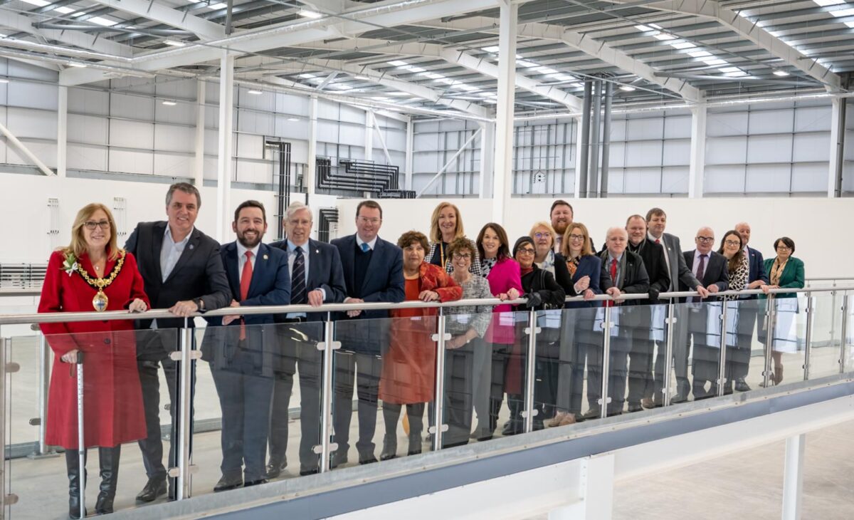 Members of Cabinet among the guests at the official handover of Glass Futures in March 2023