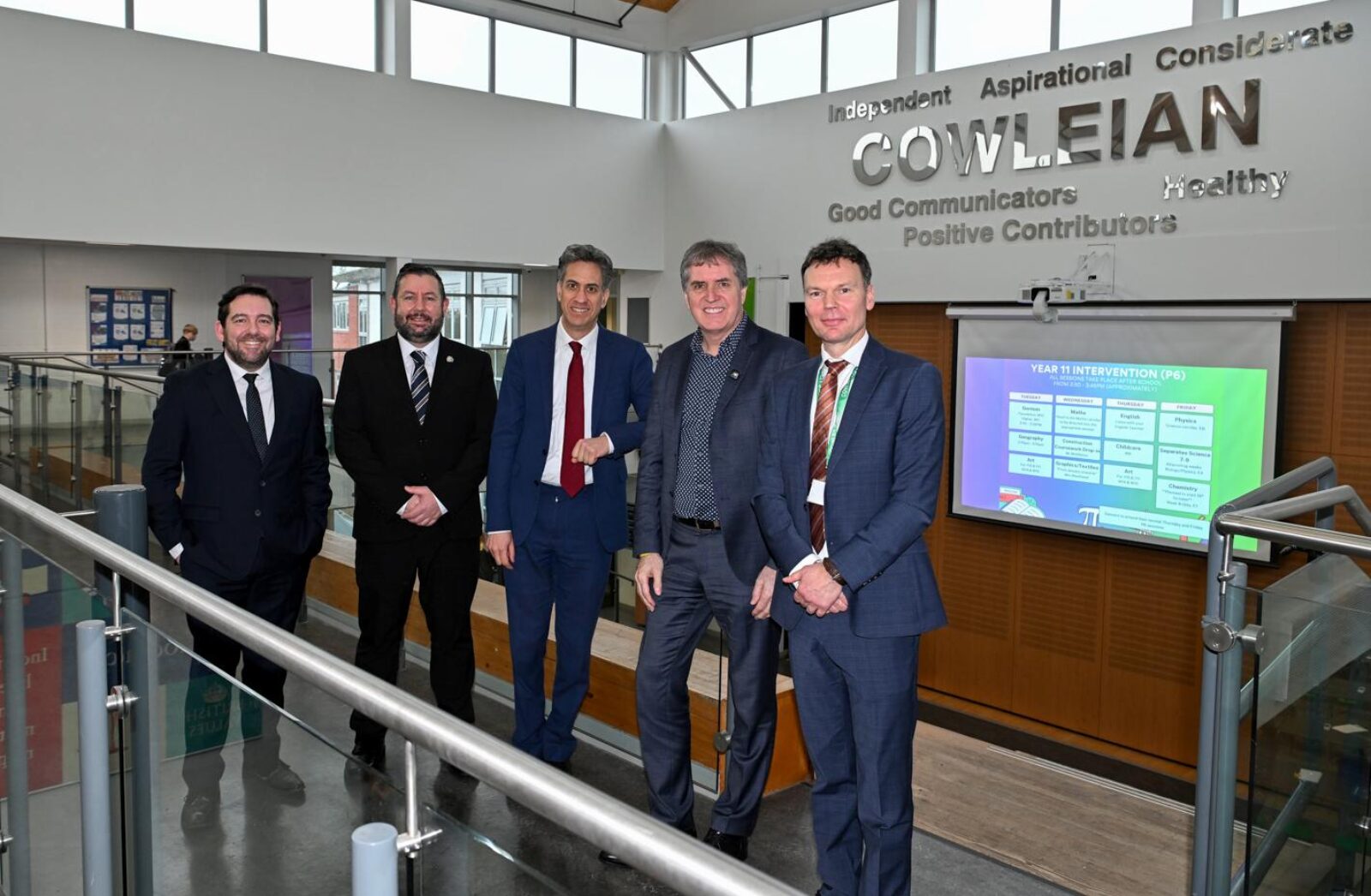 Ed Miliband is given a tour of the school