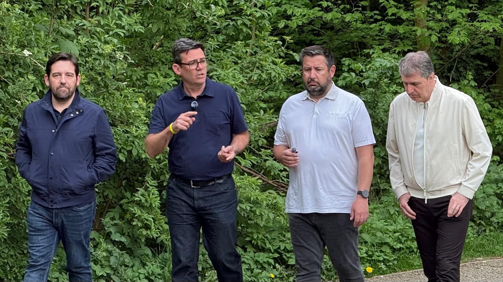 David, Andy, Anthony and Steve walking through Sankey Valley